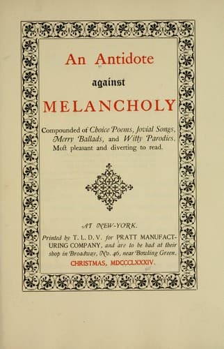 Tapa de An Antidote against melancholy