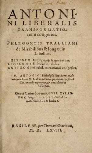 Tapa de Antonini Liberalis Transformationum congeries