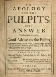 Tapa de An apology for the pulpits, being in answer to a late book by John Gother intituled, Good advice to the pulpits