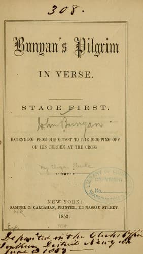 Tapa de Bunyan's Pilgrim in verse