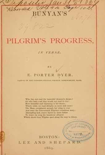 Tapa de Bunyan's Pilgrim's progress, in verse