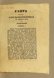 Tapa de Carta dirijida a las manciones eternas en contestacion a la de Napoleon