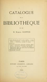 Tapa de Catalogue de la bibliothèque de feu M. Marcel Schwob . ..