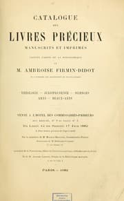 Tapa de Catalogue des livres précieux, manuscrits et imprimés faisant partie de la bibliothèque de ... Théologie, jurisprudence, sciences, arts, beaux-arts