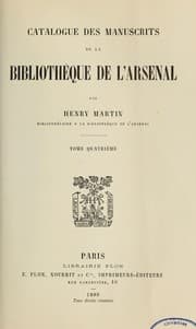 Tapa de Catalogue des manuscrits de la bibliothèque de l'Arsenal