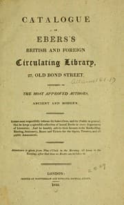 Tapa de Catalogue of Ebers's British and foreign circulating library, 27, Old Bond Street