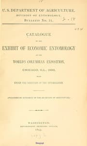 Tapa de Catalogue of the exhibit of economic entomology at the World's Columbian Exposition, Chicago Ill., 1893