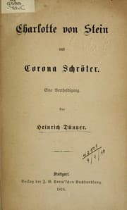 Tapa de Charlotte von Stein und Corona Schröter: Eine Vertheidigung