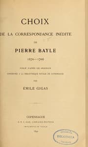 Tapa de Choix de la correspondance inédite de Pierre Baye, 1670-1706