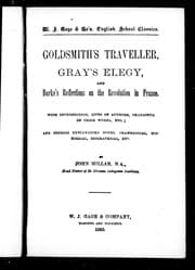 Tapa de Goldsmith's Traveller, Gray's Elegy, and Burke's Reflections on the revolution in France ..
