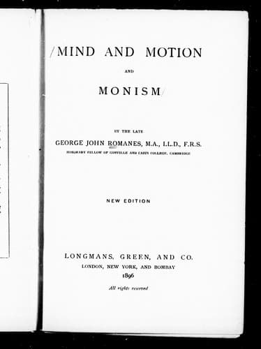Tapa de Mind and motion; and Monism