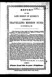 Tapa de Report of the late bishop of Quebec's Canadian travelling mission fund