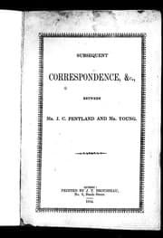 Tapa de Subsequent correspondence &c. between Mr. J.C. Pentland and Mr. Young