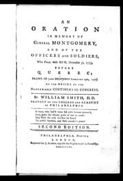 Tapa de An oration in memory of General Montgomery, and of the officers and soldiers who fell with him, December 31, 1775, before Quebec