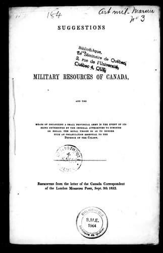 Tapa de Suggestions on the military resources of Canada