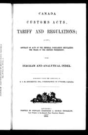 Tapa de Canada customs acts, tariff and regulations