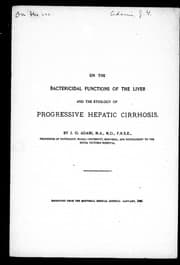 Tapa de On the bactericidal functions of the liver and the etiology of progressive hepatic cirrhosis
