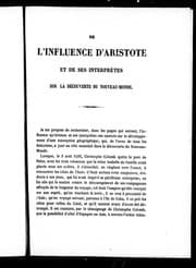 Tapa de De l'influence d'Aristote et de ses interprètes sur la découverte du Nouveau Monde