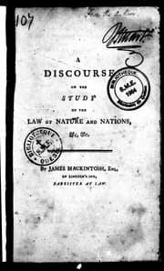Tapa de A discourse on the study of the law of nature and nations, &c. &c