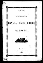 Tapa de An Act to Incorporate the Canada Landed Credit Company