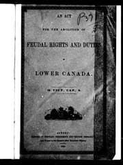 Tapa de An Act for the Abolition of Feudal Rights and Duties in Lower Canada