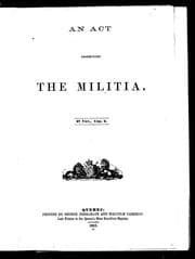 Tapa de An Act respecting the militia