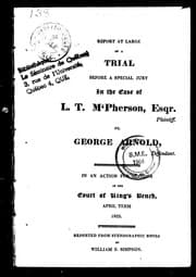 Tapa de Report at large of a trial before a special jury in the case of L. T. M'Pherson, Esqr., plaintiff vs. George Arnold, defendant