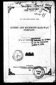 Tapa de An Act to Incorporate the Quebec and Richmond Rail-way Company