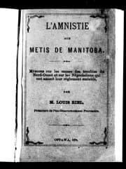 Tapa de L'amnistie aux métis de Manitoba