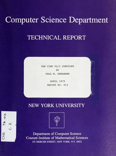 Tapa de The CIMS PL/I compiler
