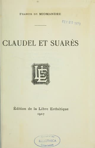 Tapa de Claudel et Suarès