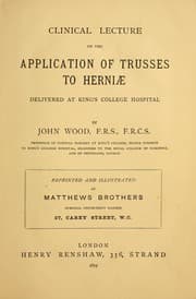 Tapa de Clinical lecture on the application of trusses to herniae
