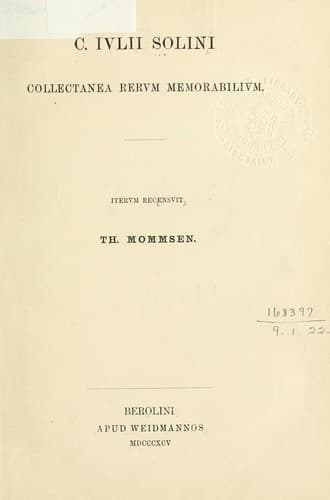 Tapa de Collectanea rerum memorabilium