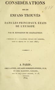 Tapa de Considérations sur les enfans trouvés dans les principaux états de l'Europe