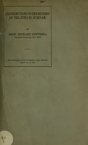 Tapa de Contributions to the history of the Jews in Surinam