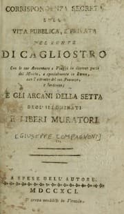 Tapa de Corrispondenza segreta sulla vita pubblica e privata del conte di Cagliostro