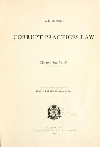 Tapa de Wisconsin Corrupt Practices Law