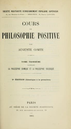 Tapa de Cours de philosophie positive