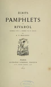Tapa de Écrits et pamphlets de Rivarol ...