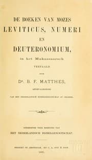 Tapa de De Boeken van Mozes Leviticus, Numeri en Deuteronomium