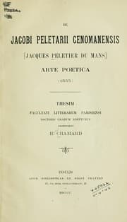Tapa de De Jacobi Peletarii Cenomanensis [Jacques Peletier du Mans] Arte Poetica, 1555