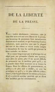 Tapa de De la liberté de la presse