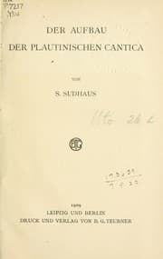 Tapa de Der Aufbau der Plautinischen Cantica