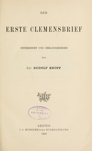 Tapa de Der erste Clemensbrief