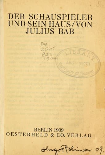 Tapa de Der Schauspieler und sein Haus