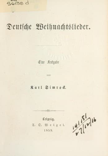 Tapa de Deutsche Weihnachtslieder, eine Festgabe
