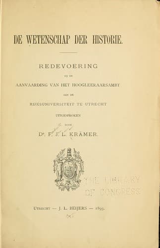 Tapa de De weenschap der historie ...
