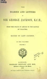 Tapa de The diaries and ltters of Sir George Jackson from the Peace of Amiens to the Battle of Talavera