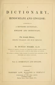 Tapa de A dictionary, Hindustani and English, accompanied by a reversed dictionary, English and Hindustani