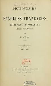 Tapa de Dictionnaire des familles françaises anciennes ou notables à la fin du XIXe siècle